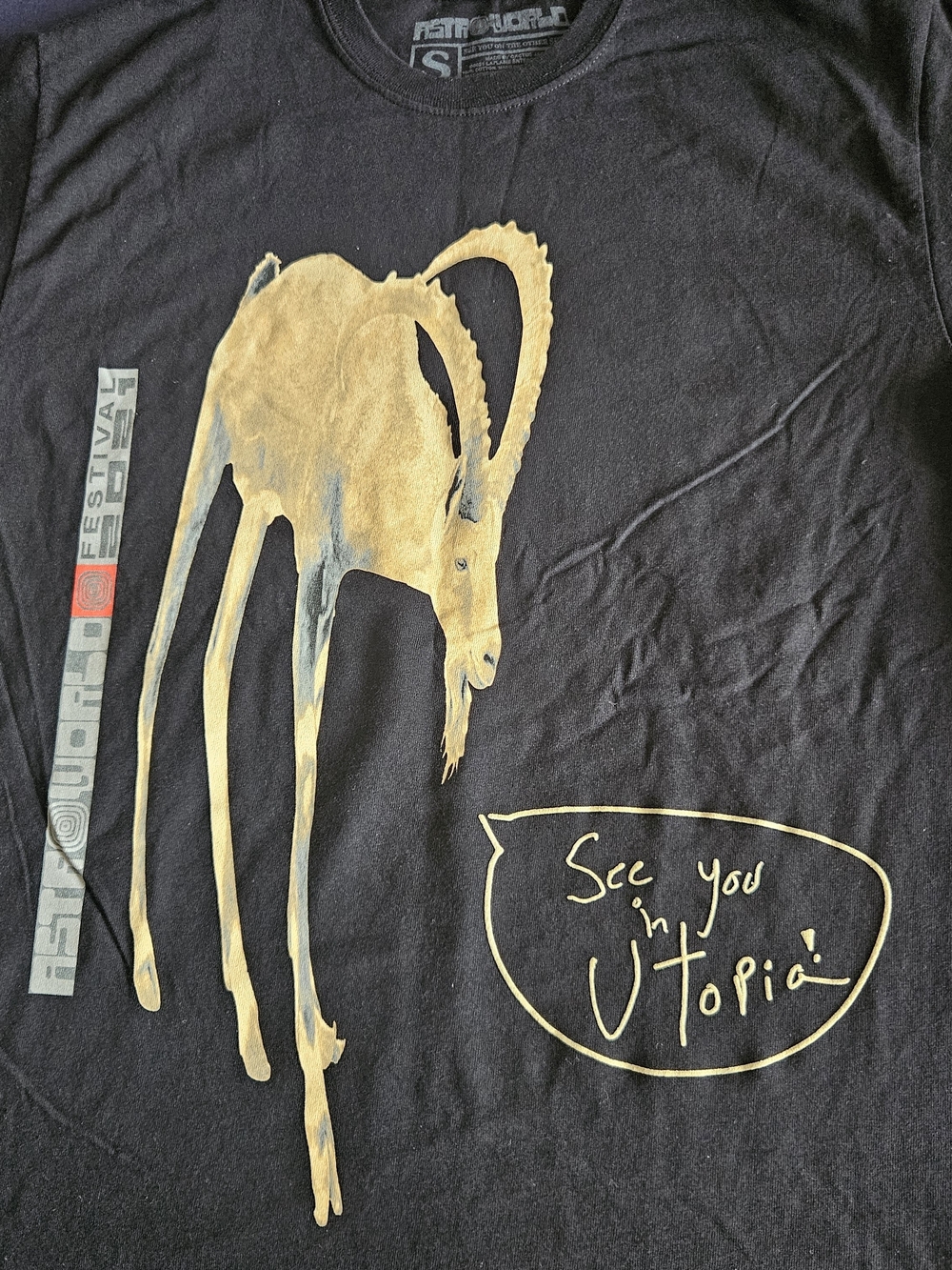 Festival Goat Graphic Tee - Black with Gold Print